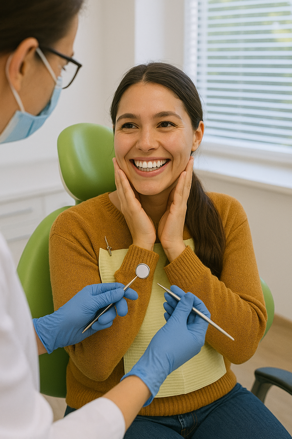 Paciente de Clínica Dental Peyrí sonriendo tras un tratamiento de implantes